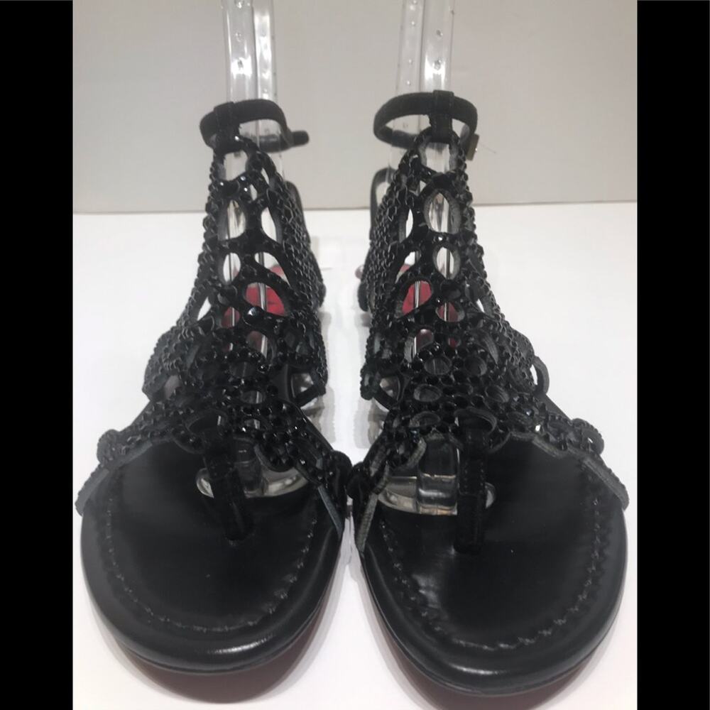 Cesare Paciotti black flat Swarovski crystal